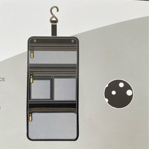 Skylite Hanging Cosmetics Bag Black Polka Dot NWT - Picture 3 of 5